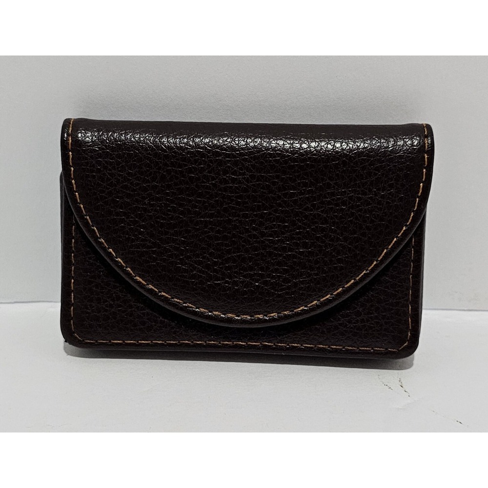 Brown Faux Leather Business Card Holder